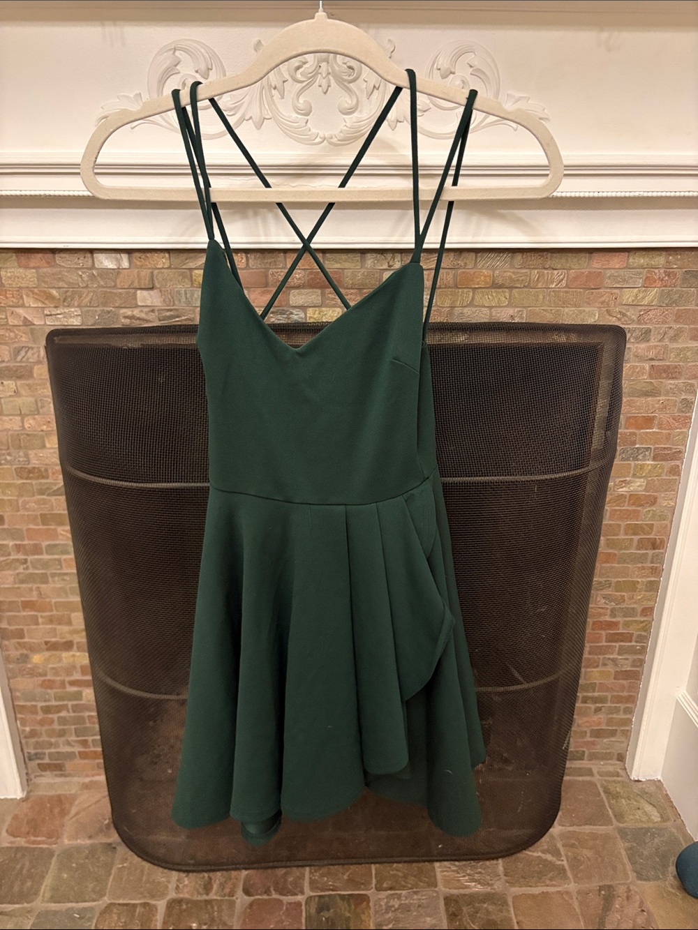 Windsor Dark Green Strappy Mini Skater Dress